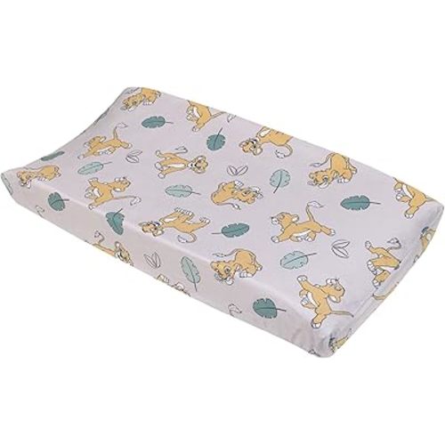 Disney Lion King Ivory, Teal, Sage and Gold Simba Future King Super Soft Changing Pad Cover