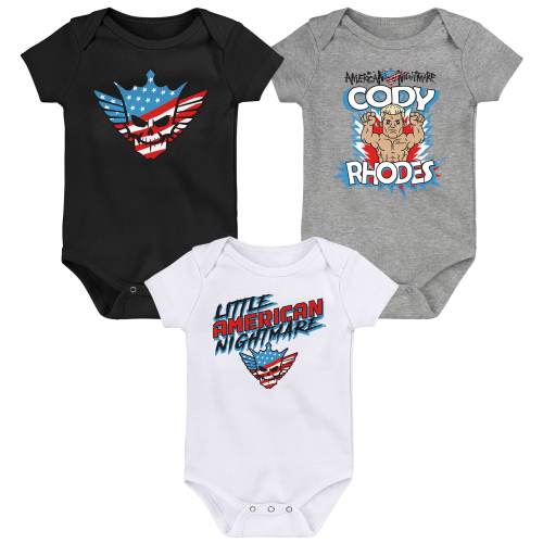 Newborn Black/Gray Cody Rhodes Three-Piece Bodysuit Set