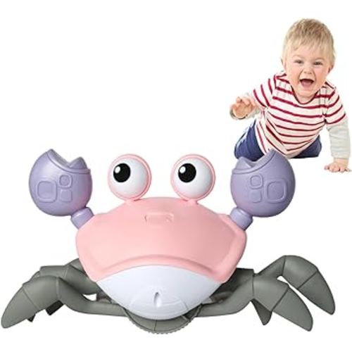 Crawling Crab Baby Toy,Fantastic Creatures Toys Infant Sensory Tummy time Toys Babies boy Girl for 36 Months to 15 Years Learning to Crawl Walking Toddler Gifts (Pink)
