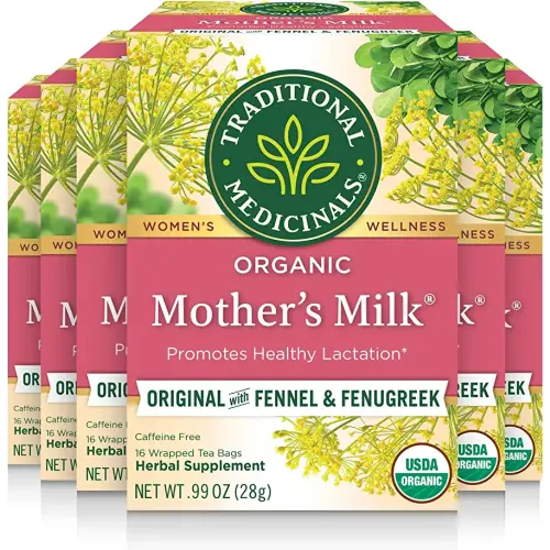 Traditional Medicinals - Organic Mother's Milk Herbal Tea (6 Pack) - Promotes Healthy Lactation in Breastfeeding Moms - 96 Tea Bags Total