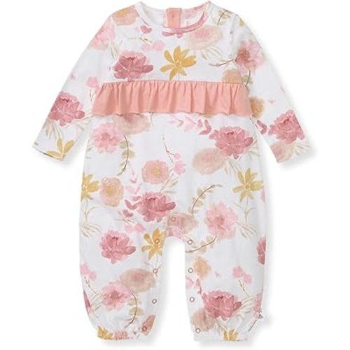 Burt's Bees Baby Baby Girls Romper - 100% Organic Cotton, One-Piece Shortall Girl Outfit for Sizes Newborn to 24 Months
