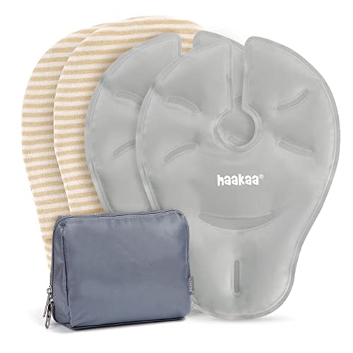 haakaa Hot & Cold Reusable Breast Therapy Pads-2pk (SUVA Grey) Nursing Pads for Breastfeeding, Improve Milk Flow, Relieve Engorgement, Mastitis & Plugged Ducts