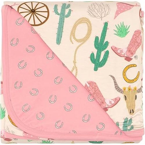 Little Sleepies Cloud Blanket, Soft Viscose from Bamboo Toddler & Baby Blanket for Boys & Girls, Lightweight, Perfect for Hot Sleepers, 50" x 50", Large (Pink Ready to Rodeo)