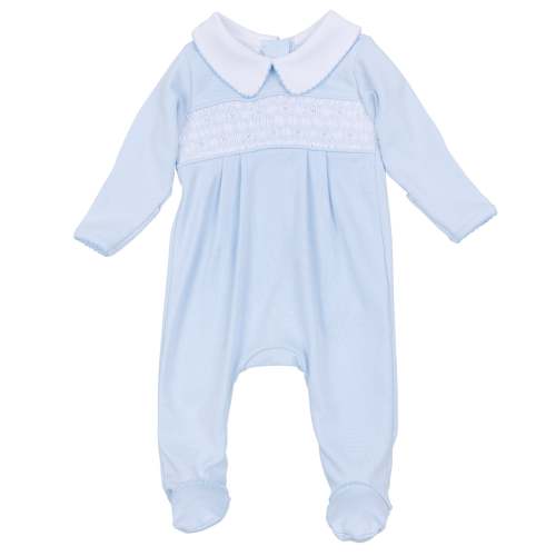 Walker's Classics Smocked Footie - Light Blue