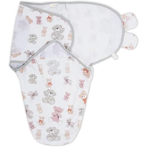 LollyBanks Baby Swaddles, 100% Organic Cotton Sleep Swaddle Sacks 0-3 Months, Newborn Swaddles with Easy Change Zipper, Swaddle Blanket Wrap, Baby Registry Must Haves (Teddy Bear Print)