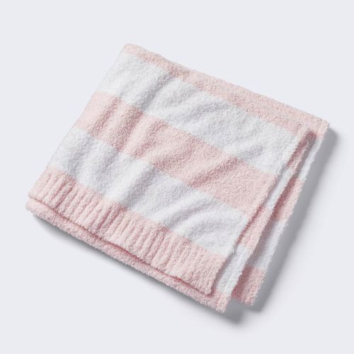 Chenille Stripe Baby Blanket - Light Pink And White Stripe - Cloud Island™