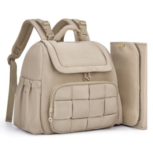 Small Diaper Bag, Mini Baby Diaper Bag, Puffer Quilted Diaper Backpack with Changing Pad, Insulated Pockets, Stroller Strap, Woven Baby Bag for Travel Work WANGLI
