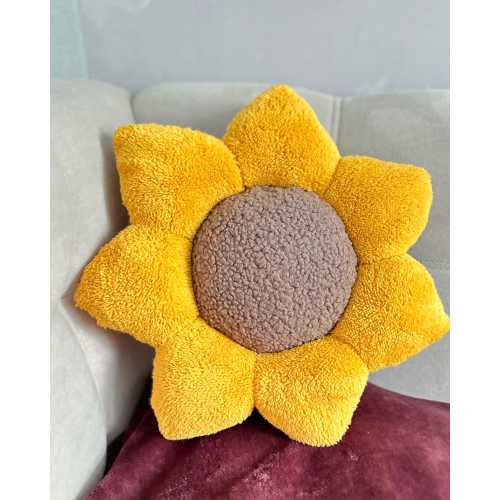 Sunflower Throw Pillow – Custom Flower Cushion Gift, Sherpa Plush Nursery Decor, Baby Shower or Housewarming Gift