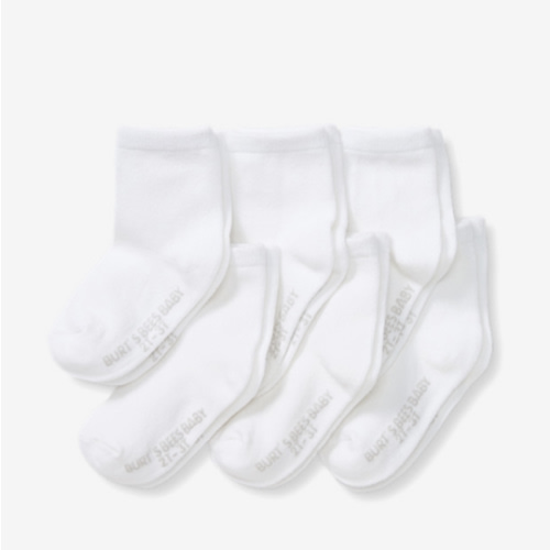 Burt's Bees Baby Unisex Baby Socks Ankle or Crew Height Made with Soft Organic Cotton, 6 Packs with Non-Slip Grips for Babies