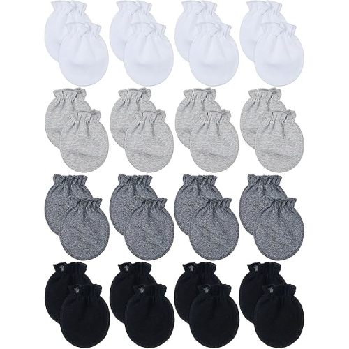 16 Pairs Newborn Baby Cotton Mittens No Scratch Gloves Unisex Newborn Mittens for baby Boys Girls 0-6 Months