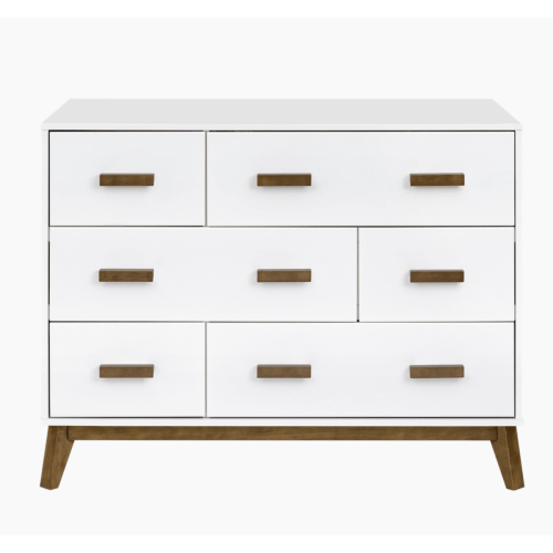 Babyletto Scoot 6-Drawer Dresser - White/Natural Walnut