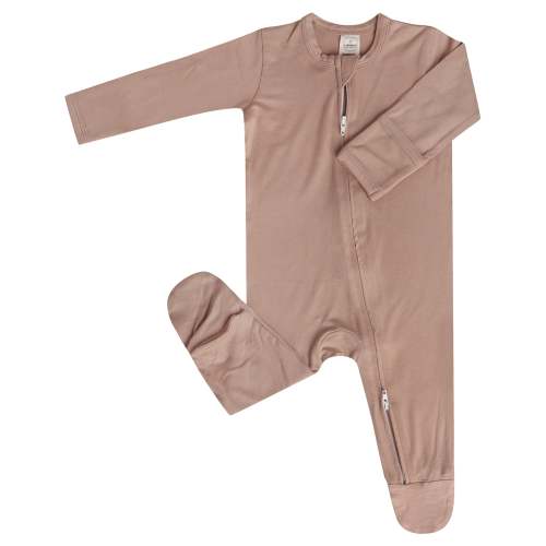 3-6M Zippered Footie in Mushroom