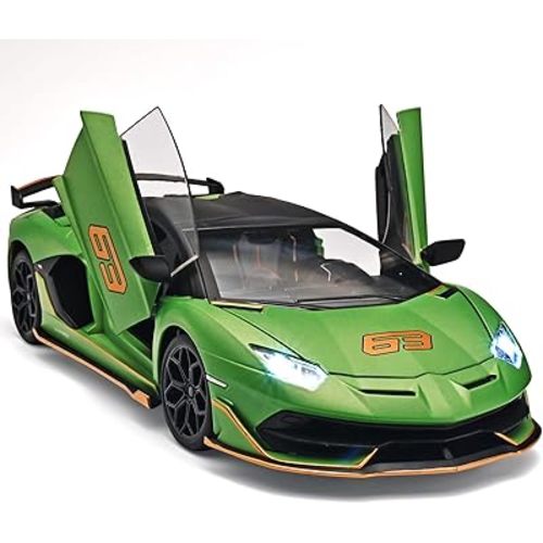 Car Toys for Boys 1/18 Diecast Cars SVJ 63 Model Car Kits,Collectibles Model with Light and Sound,Race Cars for Kids Ages 4-8（Green）