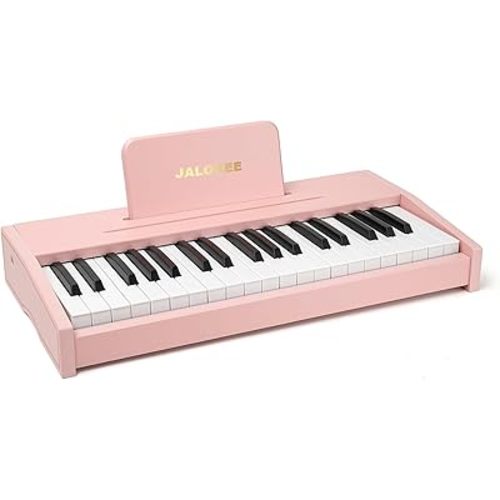 Kids Piano Keyboard, Digital Piano for Kids, Music Educational Instrument Toy, Wood Toy for 3+ Girls and Boys (Pink, 37 Keys)