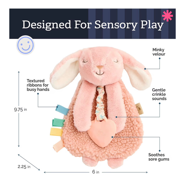 Itzy Ritzy Lovey Including Teether, Teething Relief, 0+ Months (Pink Bunny)