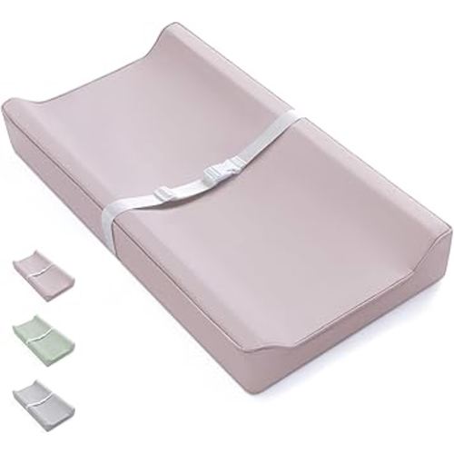 Blissful Diary Vegan Leather Baby Changing Pad with Waterproof & Wipe-Clean PU Cover, Standard Size Cozy Diaper Changing Pad for Dresser and Table, Taupe