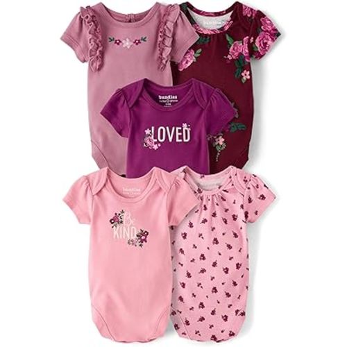 The Children's Place Baby Girls' Short Sleeve Bodysuits, Multipack