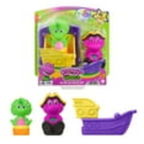 Fisher-Price Barney’s World Water Fun Pirate Ship, Barney, Baby Bop, 4-Piece Set for Water Play