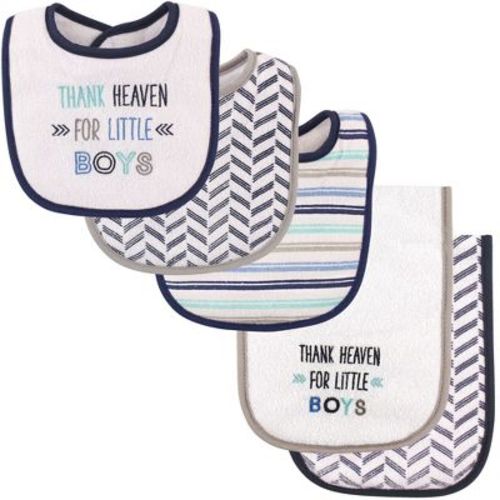 Luvable Friends Baby Boy Bib And Burp Cloth Set 5pk, Boy Thank Heaven, One Size