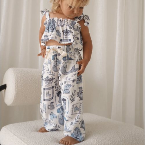 SANTORINI TIE CROP & PANT SET