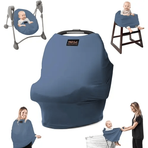 Milk Snob Original 5-in-1 Luxe Cover in Ocean Blue - Added Privacy for Breastfeeding, Baby Car Seat, Carrier, Stroller, High Chair, Shopping Cart, Lounger Canopy, Newborn Essentials, Nursing Top