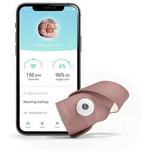 Owlet — Smart Sock 3 — Monitors Heart Rate and Oxygen for Baby Safety — iOS and Android Compatible — Dusty Rose