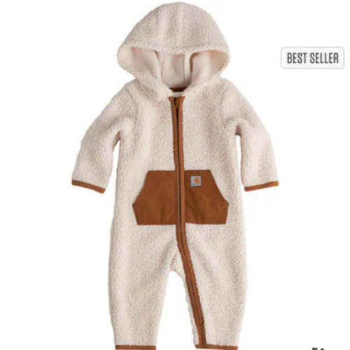 Kids' Long Sleeve Zip-Front Sherpa Coverall (Baby) | 12M | Carhartt