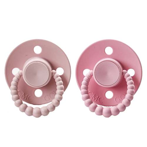 CMC GOLD BUBBLE DUMMY / PACIFIER 2 PACK (SIZE 1) | BLUSH + BABY PINK