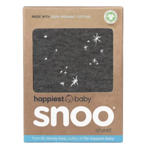 Happiest Baby SNOO Bassinet Fitted Sheet - 100% Organic Cotton Nursery Bedding - Fits SNOO Sleeper Crib Mattress (Charcoal Galaxy)