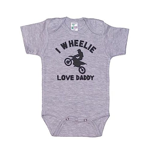 Ebenezer Fire Dirt Bike Onesie/I Wheelie Love Daddy/Motocross Bodysuit/Unisex Bodysuit