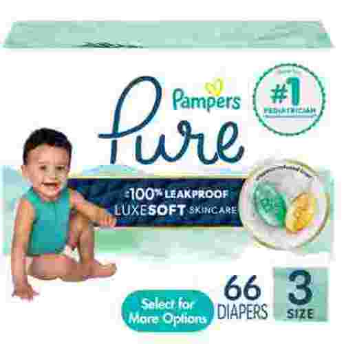 Pampers Pure Baby Diapers Size 3, 66 Count (Select for More Options)