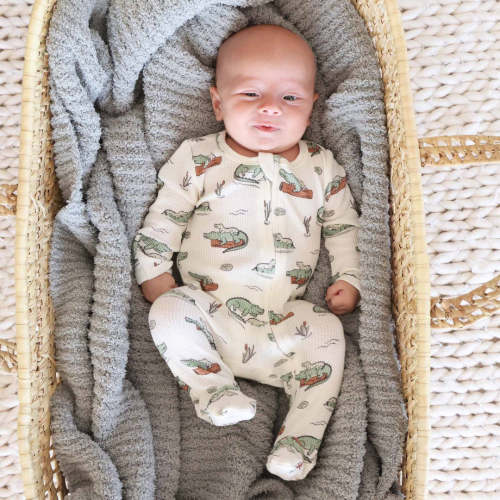 All Bamboo Waffle Zipper Footies