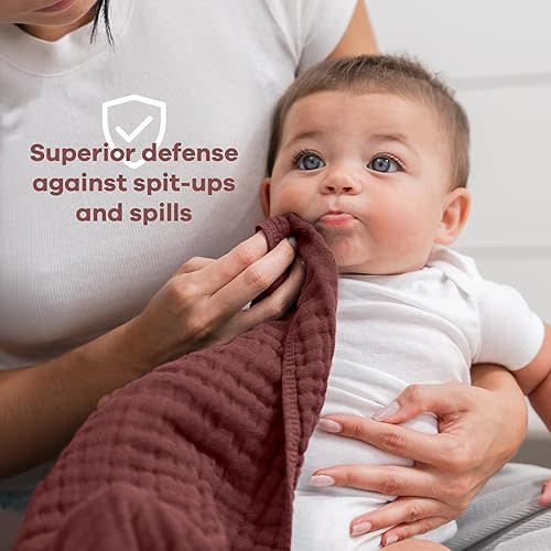 Comfy Cubs Muslin Burp Cloths Set Large 100% Cotton Hand Washcloths for Babies, Baby Essentials 6 Layers Extra Absorbent and Soft Boys & Girls Baby Bibs & Burp Cloths Set (Wine, 6-Pack, 20" X10")
