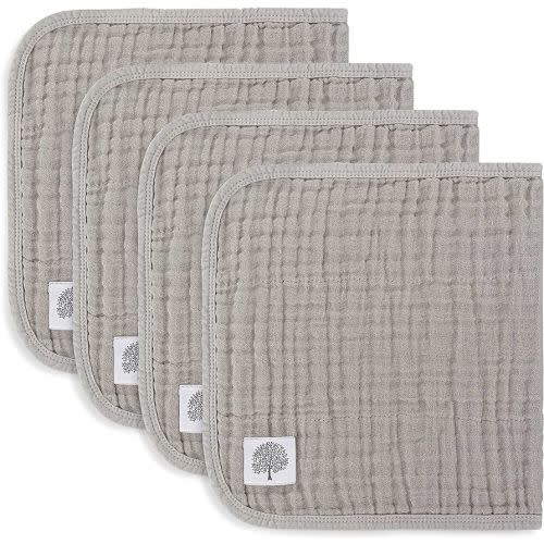 Parker Baby Muslin Burp Cloths - 4-Pack Gray Set