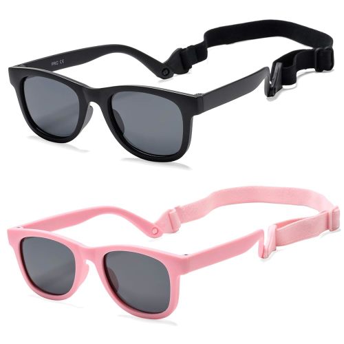 COASION Bendable Flexible Polarized Newborn Baby Sunglasses with Strap for Infant Boys Girls Age 0-12 Months CA8042