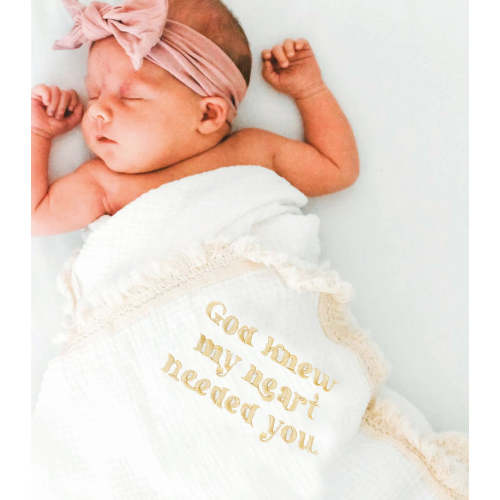 God Knew My Heart Needed You Tassel Swaddle Blanket