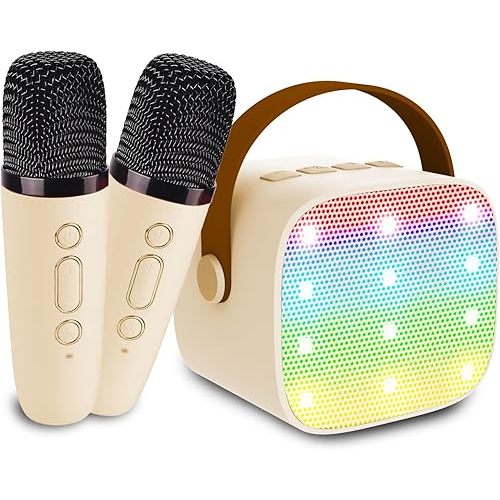 Mini Karaoke Machine for Kids & Adults, Kids Toys for Girls & Boys Gifts, Bluetooth Speaker with 2 Wireless Microphone for Kids Adults Toddler Girls Home Party Birthday Gifts