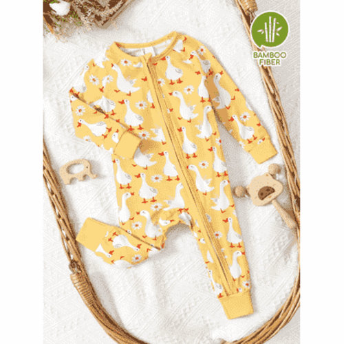 PatPat Bamboo Baby Pajamas Baby Boy Girl Pajamas Gift Snug Fit Long-Sleeved Zipper Baby Bodysuits for Newborn,3-6 Months
