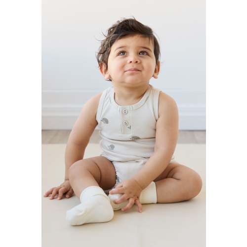 Pima Cotton Noah Playsuit - Henry Hedgehog Birch