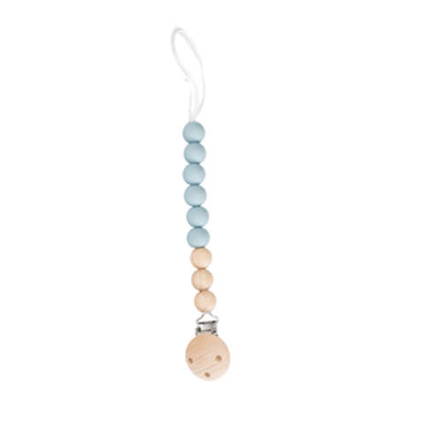 Duck Egg Blue Babeehive Goods Beaded Wooden & Silicone Pacifier Clip | Perfect Blend of Fashion and Functionality | Natural Wood Rings and Soft Silicone Beads | Gentle on Gums, Teeth and BPA-Free