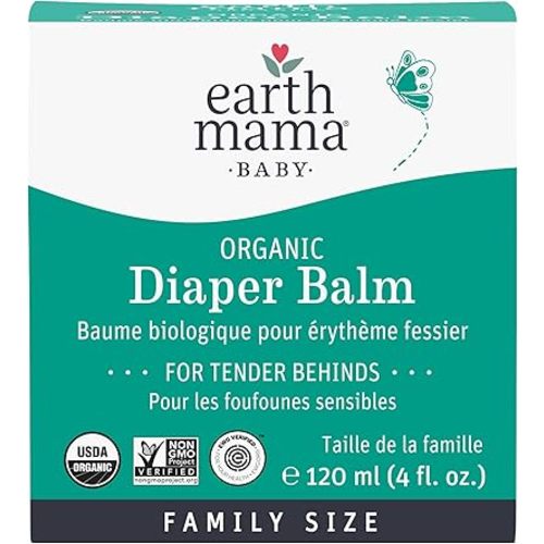 Earth Mama Organic Diaper Balm | Diaper Cream with Calendula | Calm Skin Baby Essentials for Diaper Bag |Multipurpose Baby Ointment, 4-Fluid Ounce