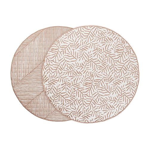 Toddlekind Organic Cotton Reversible Play Mat – 48" Handmade Blanket for Floor Activities, Tummy Time, Nursery Decor, and Family Comfort 0m+ Sea Shell (Pink)