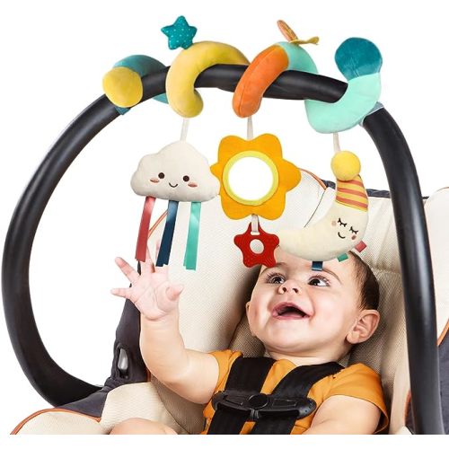 Car Seat Toys Stroller Toys Newborn Toys Baby Toys 0-6 Months, Infant Toys 0-3 Months Baby Toys 3-6 Months for Mobile Crib Bassinet with Squeak Mirror Teether for 0 3 6 9 12 Boys Girls Babies - Muliticolored