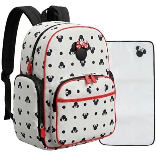 Disney Baby Multi-Functional Diaper Bag Backpack with Changing Pad, Stroller Attachment and Insulated Bottle Holder Pockets