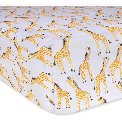 Burt's Bees Baby - Fitted Crib Sheet, Girls & Unisex 100% Organic Cotton - Giraffes