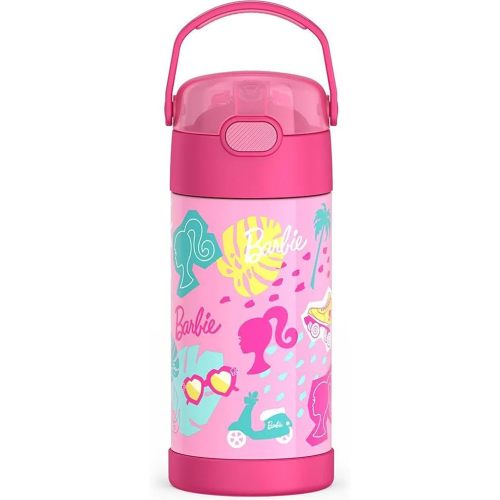 THERMOS FUNTAINER Water Bottle with Straw - 12 Ounce - Kids Stainless Steel Vacuum Insulated Water Bottle with Lid, Barbie