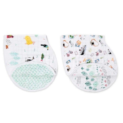 Halo x aden + anais boutique 100% cotton muslin burpy bibs 2 pack - boutique 100% cotton muslin burpy bibs 2 pack
