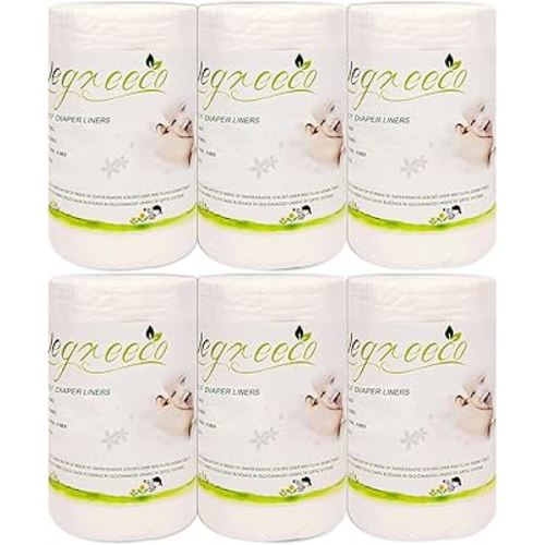 wegreeco Cloth Diaper Liners - Unscented Diaper Liners, Fragance Free Cloth Diaper Liners - 100 Sheets Per Roll (6 Roll)