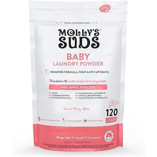 Molly's Suds Baby Laundry Detergent Powder | Removes Formula, Poop & Spit-Up Stains | Extra Gentle for Newborns (Sweet Baby Shea)