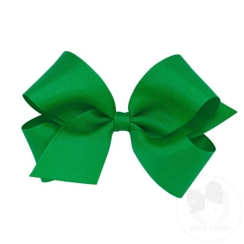 Medium Classic Grosgrain Hair Bow (Plain Wrap) Green